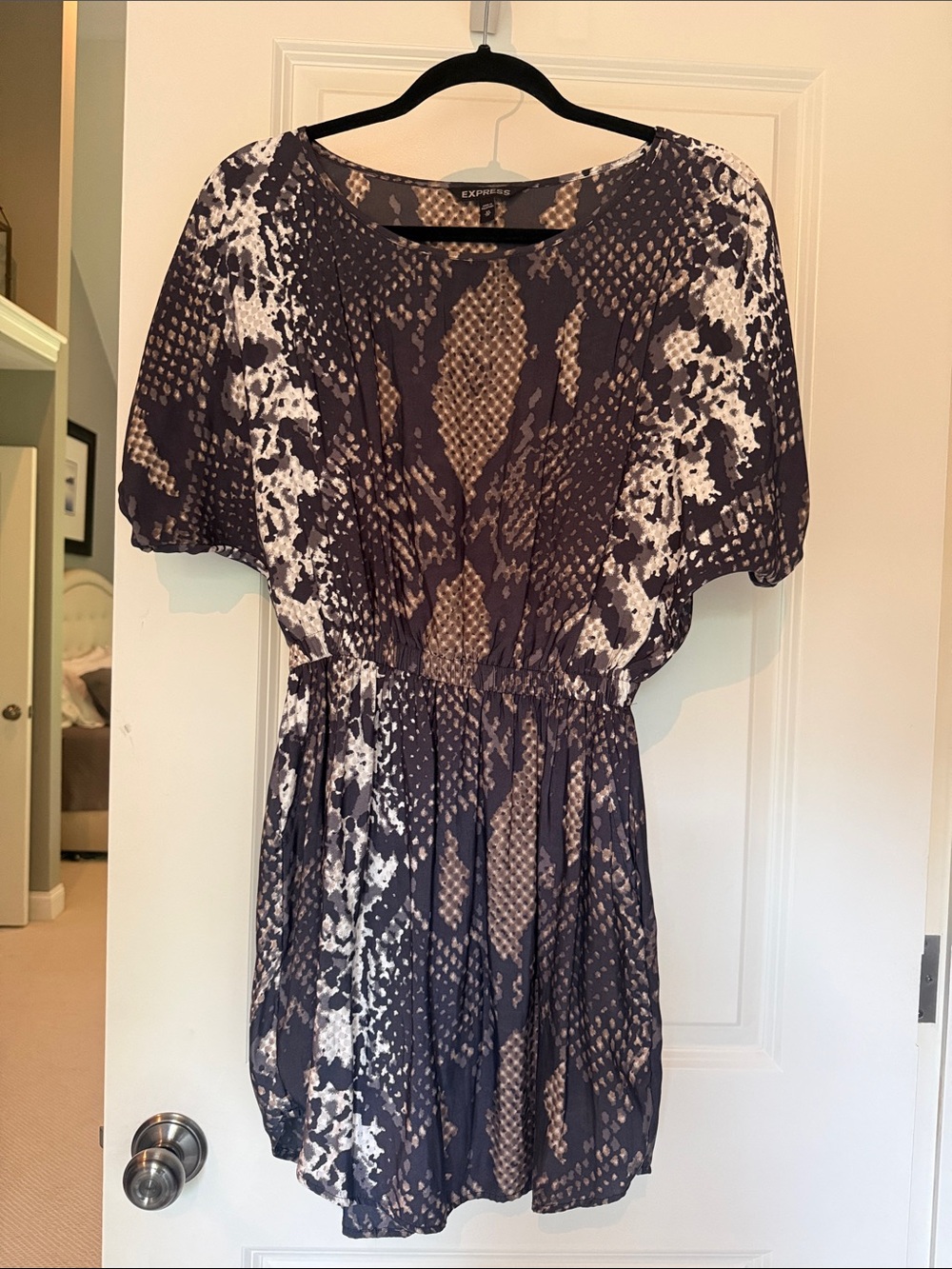 Express Black and Beige Snake-Print dress